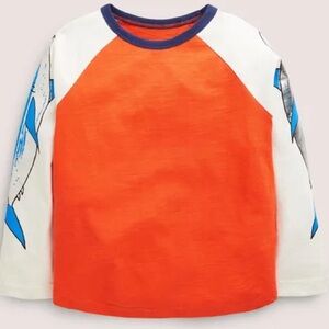 Mini Boden Shark Sleeve Orange T-Shirt